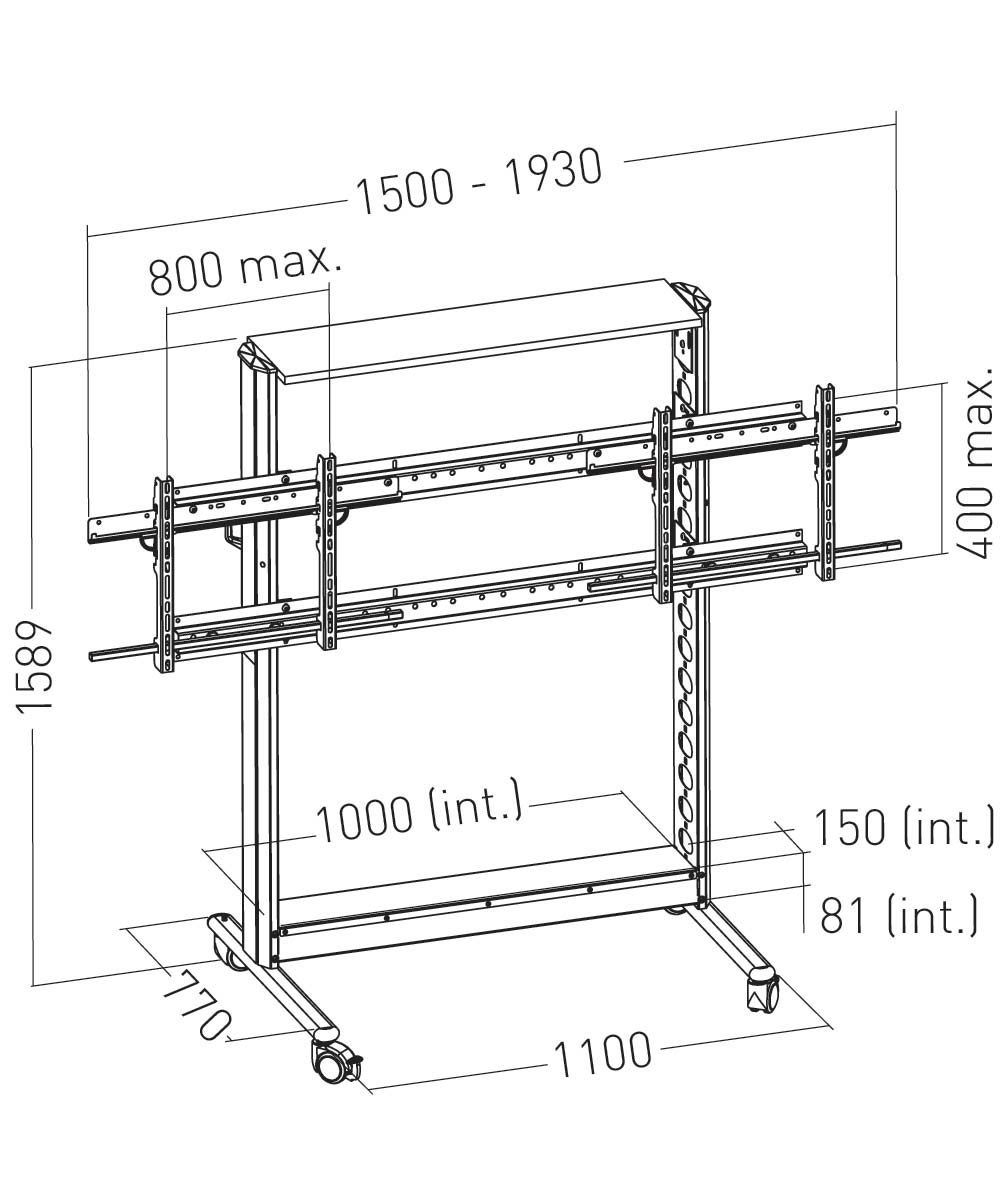 VISIOTECH AVEC CAISSON_chariot 2 ecran