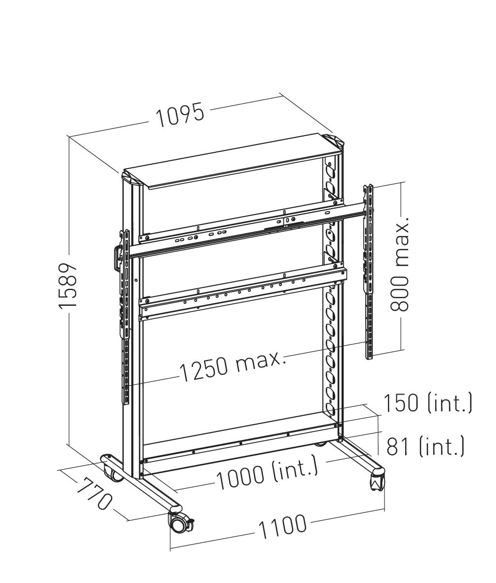 VISIOTECH AVEC CAISSON_chariot 2 ecran