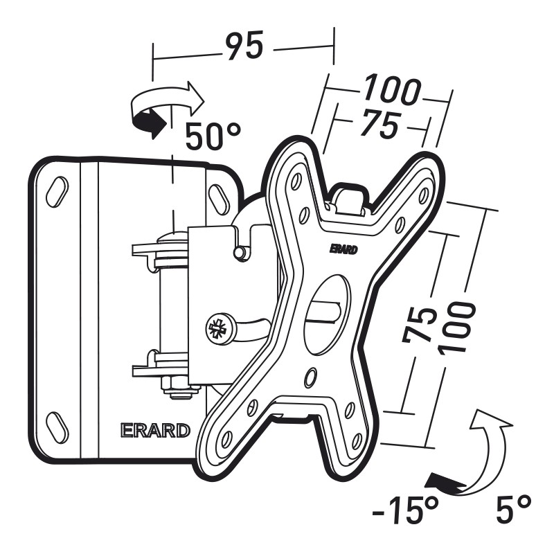 Cliff 100tw90 - Support mural inclinable et orientable pour écrans de  15-28 niveau à bulle intégré et grande facilité d'installation - Ref  043410 - Supports muraux tv