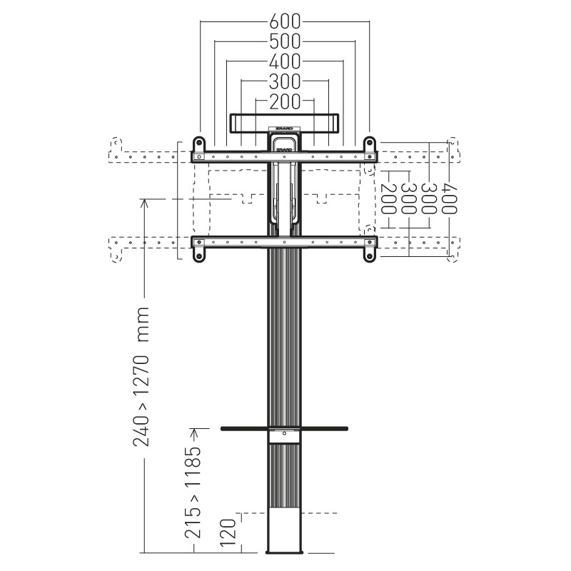 Support mural TV orientable et inclinable Erard EXO 600 TW2